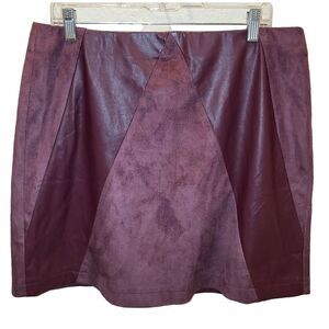 Cato Woman's Mini Skirt Pull On Faux Leather & Suede Stretch Purple Party Large